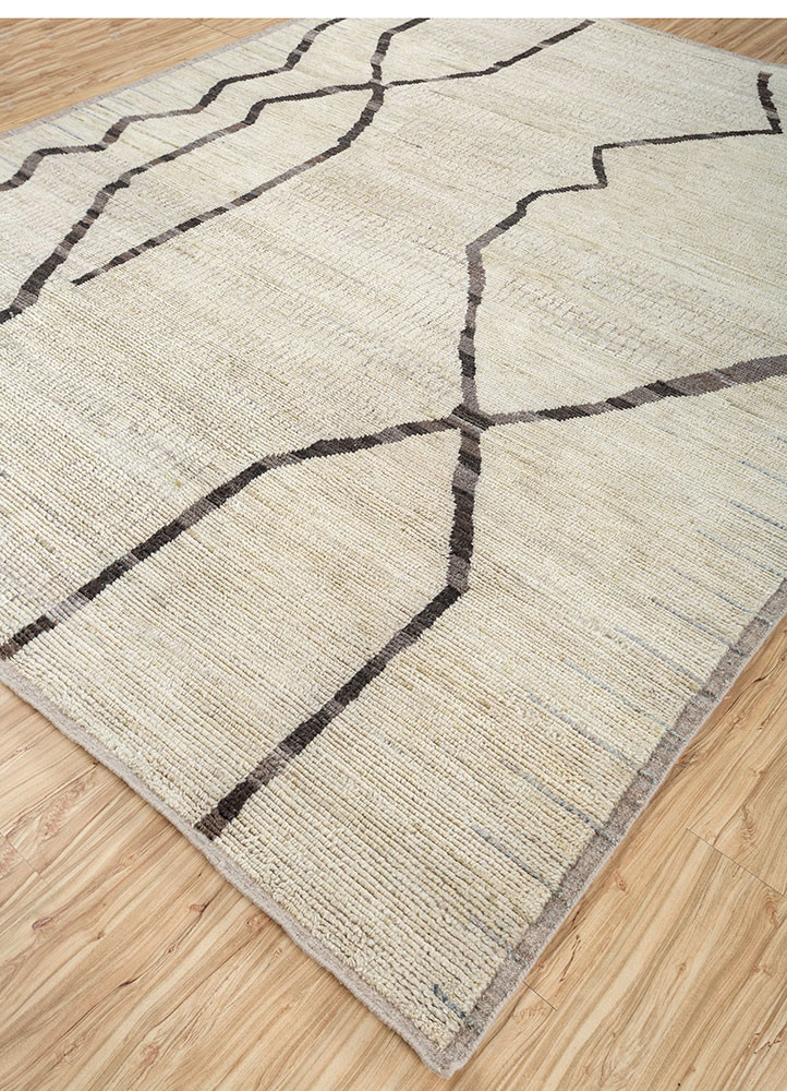manifest ivory afghan wool hand knotted Rug - FoldShot