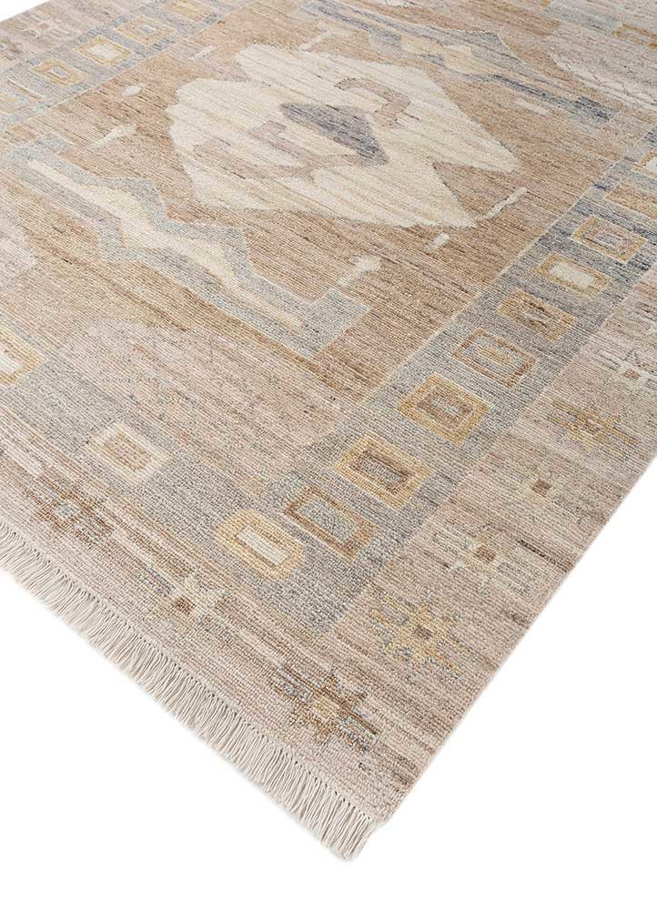 thyme beige and brown wool hand knotted Rug - FoldShot