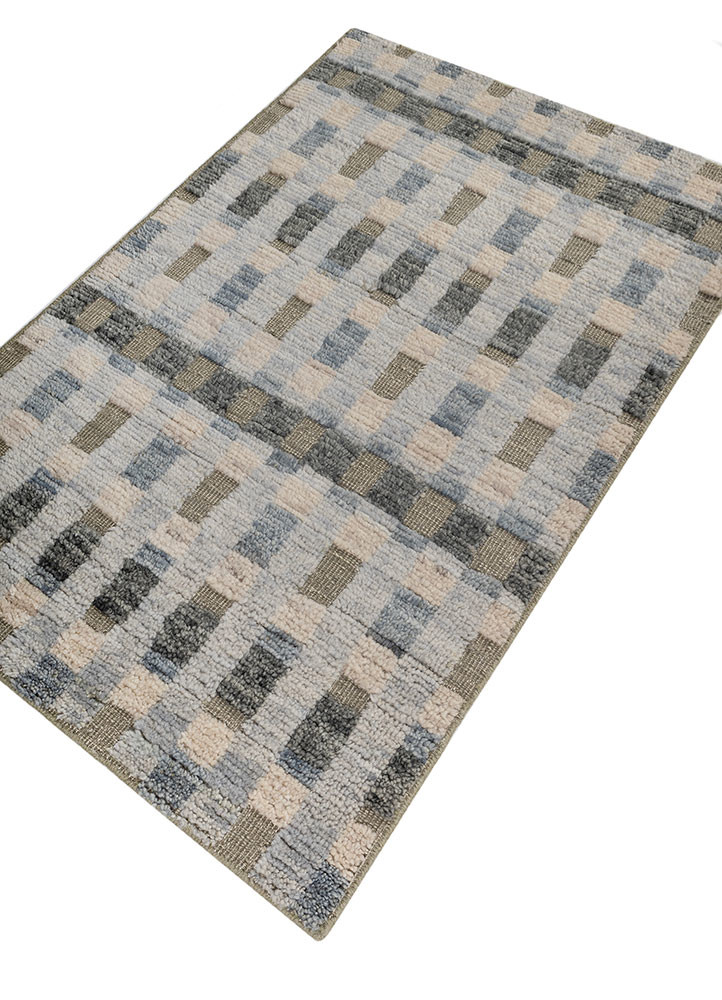 manifest blue wool hand knotted Rug - FoldShot manifest blue wool hand knotted Rug - FoldShot