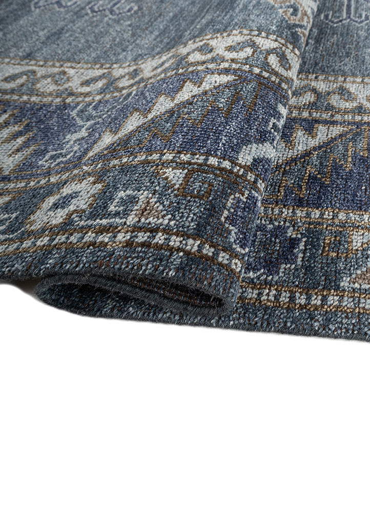 erbe blue wool hand knotted Rug - FoldShot