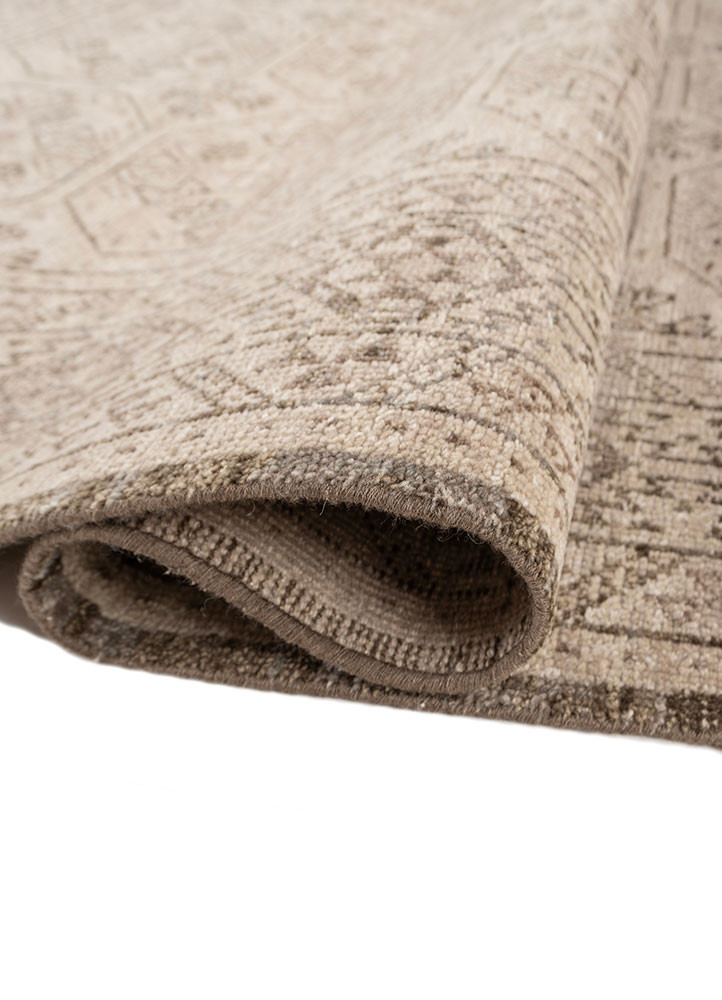 erbe beige and brown wool hand knotted Rug - FoldShot