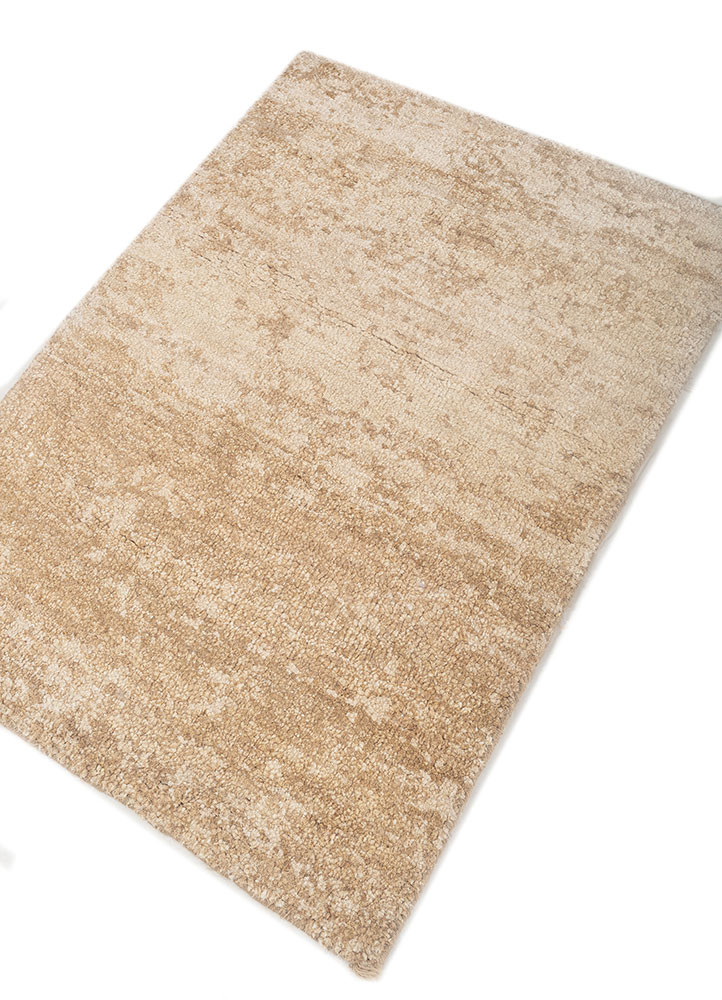 far east beige and brown silk hand knotted Rug - FoldShot
