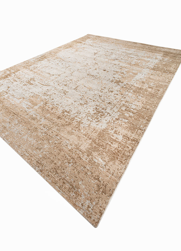 far east beige and brown silk hand knotted Rug - FoldShot far east beige and brown silk hand knotted Rug - FoldShot