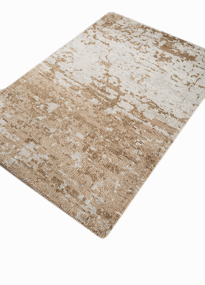 far east beige and brown silk hand knotted Rug - FoldShot far east beige and brown silk hand knotted Rug - FoldShot