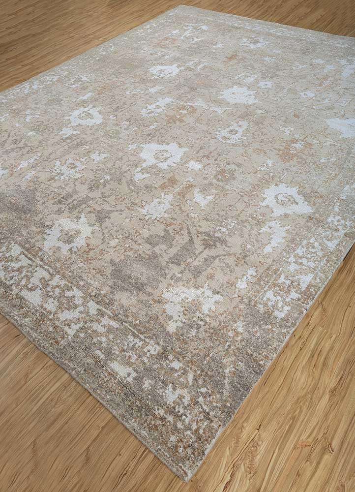 gulmarg ivory silk hand knotted Rug - FoldShot gulmarg ivory silk hand knotted Rug - FoldShot