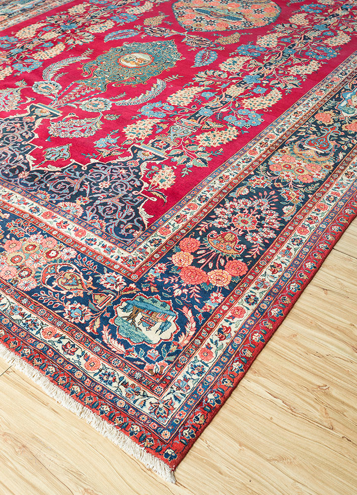 aalam pink and purple wool hand knotted Rug - FoldShot aalam pink and purple wool hand knotted Rug - FoldShot