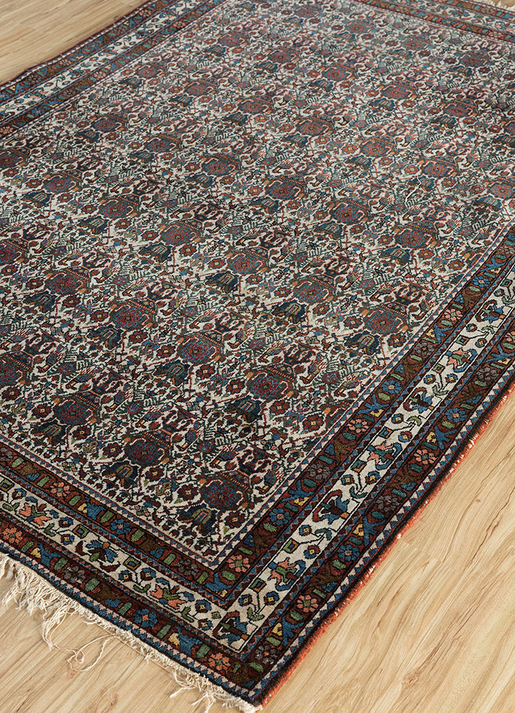 aalam blue wool hand knotted Rug - FoldShot aalam blue wool hand knotted Rug - FoldShot