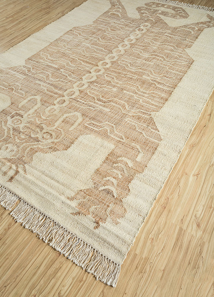abrash beige and brown jute and hemp flat weaves Rug - FoldShot abrash beige and brown jute and hemp flat weaves Rug - FoldShot