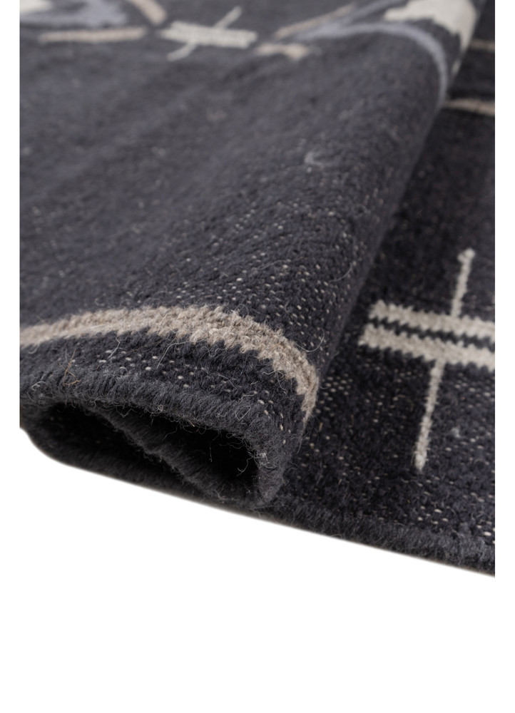 bedouin grey and black wool flat weaves Rug - FoldShot bedouin grey and black wool flat weaves Rug - FoldShot