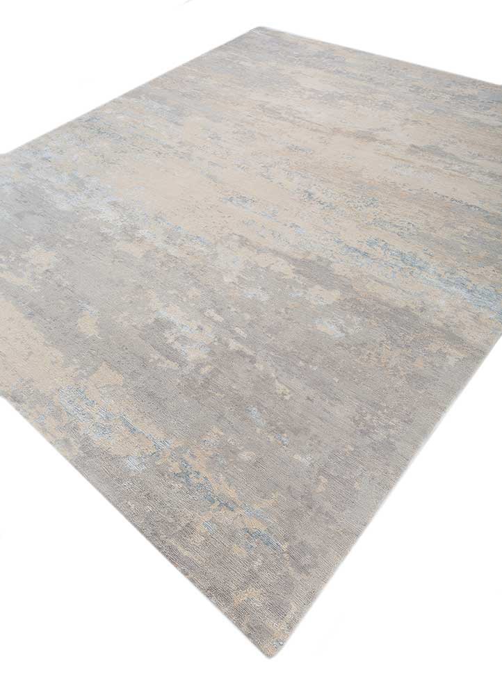 aprezo blue wool and bamboo silk hand knotted Rug - FoldShot