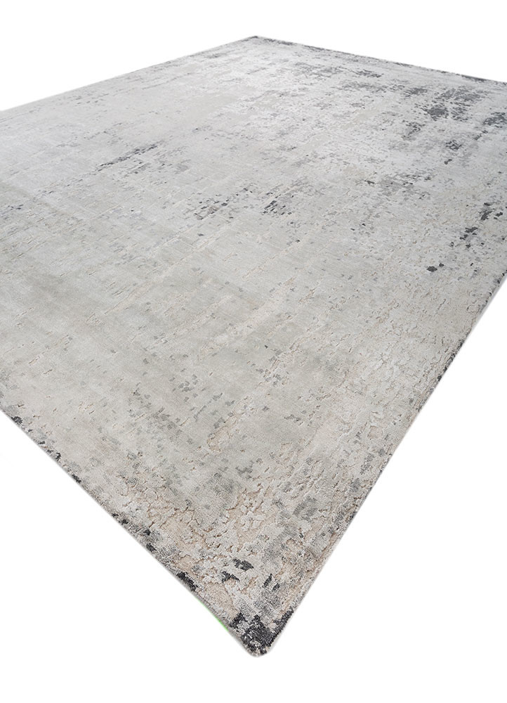 entropy grey and black wool and viscose hand knotted Rug - FoldShot entropy grey and black wool and viscose hand knotted Rug - FoldShot