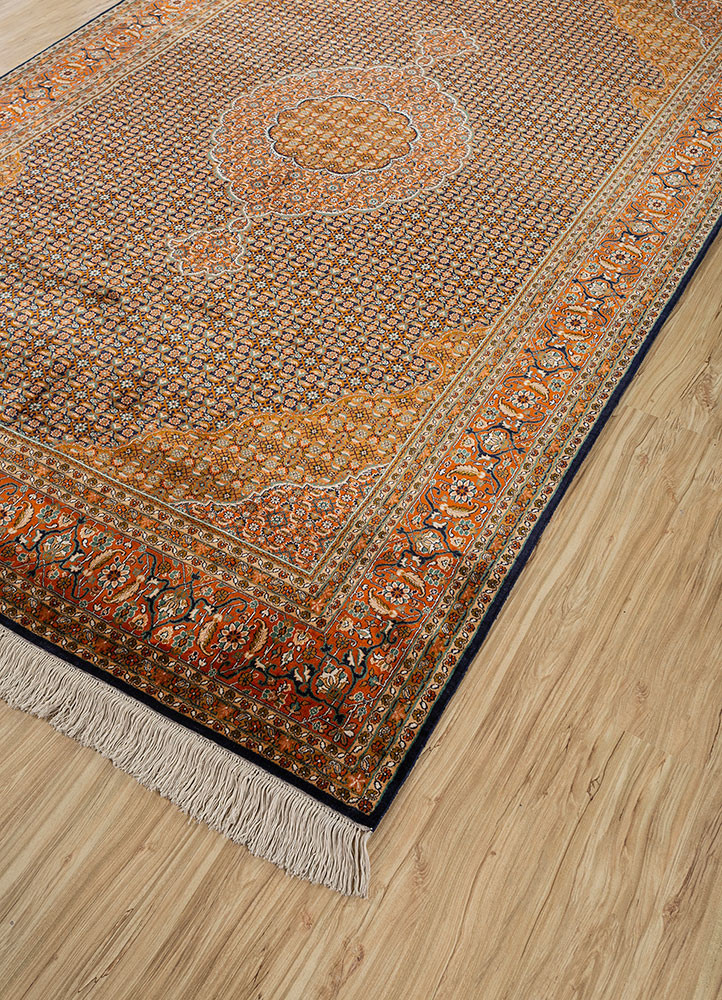 gulmarg blue silk hand knotted Rug - FoldShot gulmarg blue silk hand knotted Rug - FoldShot