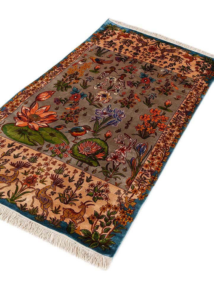 gulmarg green silk hand knotted Rug - FoldShot gulmarg green silk hand knotted Rug - FoldShot