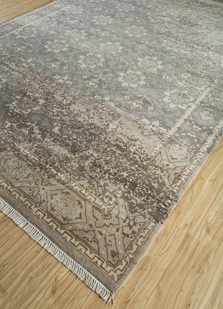 far east grey and black wool and bamboo silk hand knotted Rug - FoldShot far east grey and black wool and bamboo silk hand knotted Rug - FoldShot