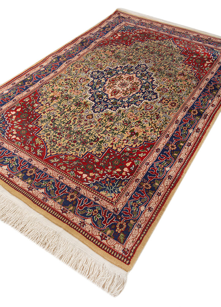 gulnar beige and brown wool hand knotted Rug - FoldShot