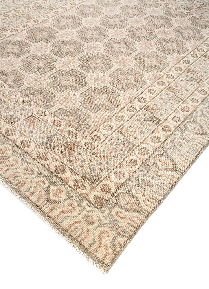 erbe beige and brown wool hand knotted Rug - FoldShot
