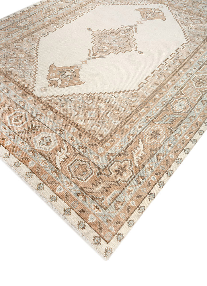 thyme beige and brown wool hand knotted Rug - FoldShot