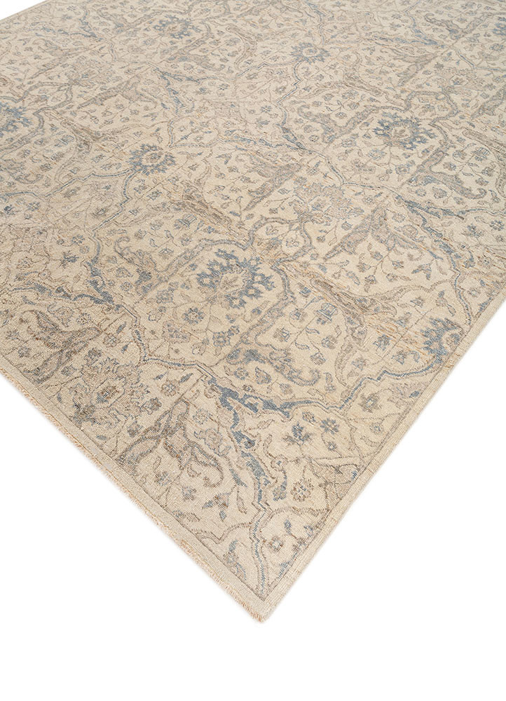 erbe beige and brown wool hand knotted Rug - FoldShot