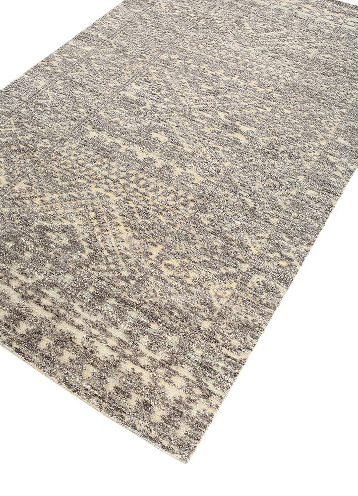 manifest beige and brown wool hand knotted Rug - FoldShot