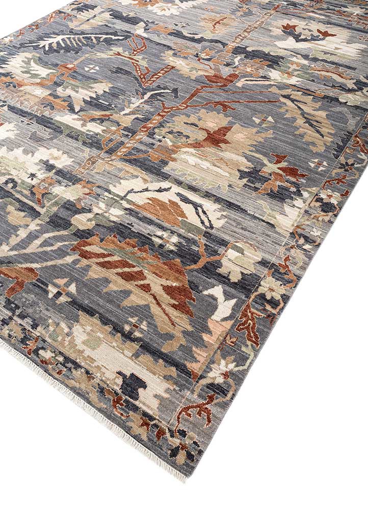cyanna blue wool hand knotted Rug - FoldShot