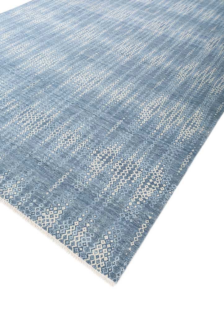 kairos blue wool hand knotted Rug - FoldShot