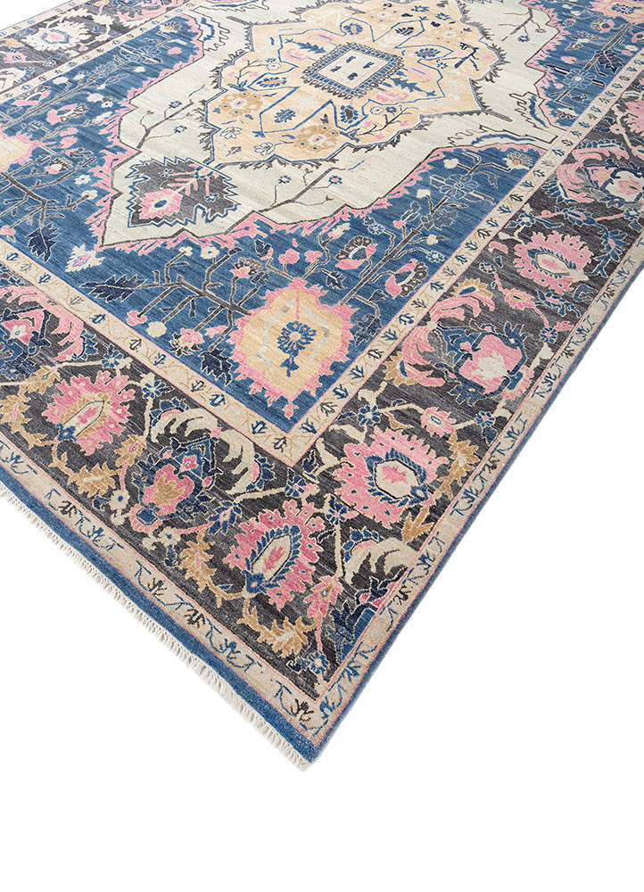 savana blue wool hand knotted Rug - FoldShot savana blue wool hand knotted Rug - FoldShot