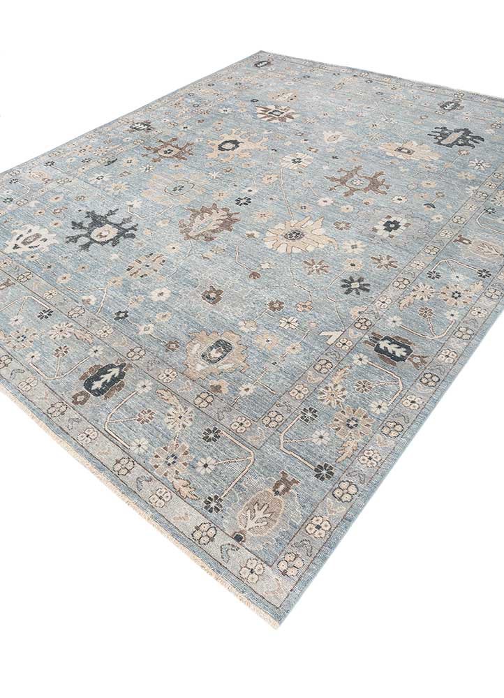 cyanna blue wool hand knotted Rug - FoldShot
