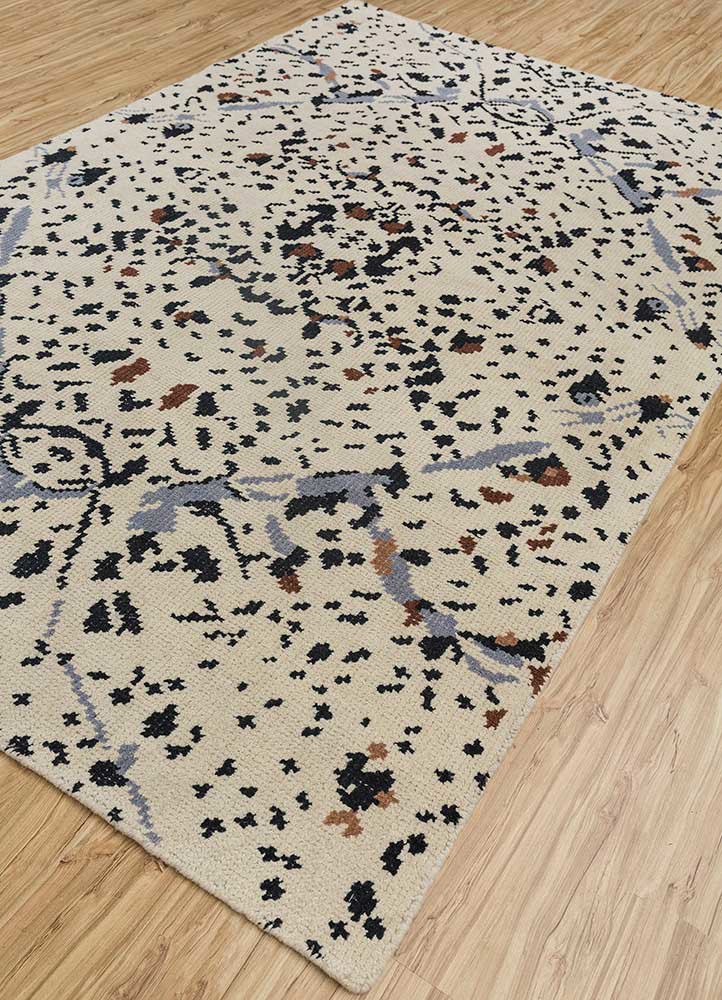 pansy ivory wool hand knotted Rug - FoldShot