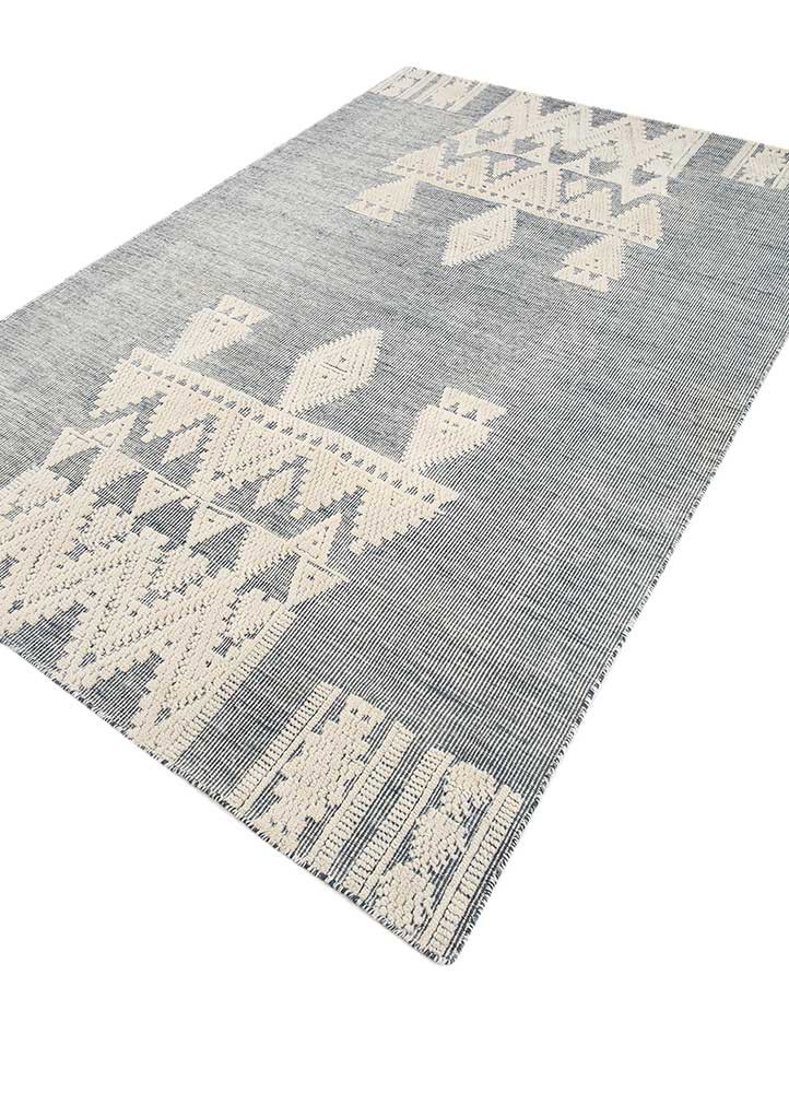 zuri blue wool hand knotted Rug - FoldShot
