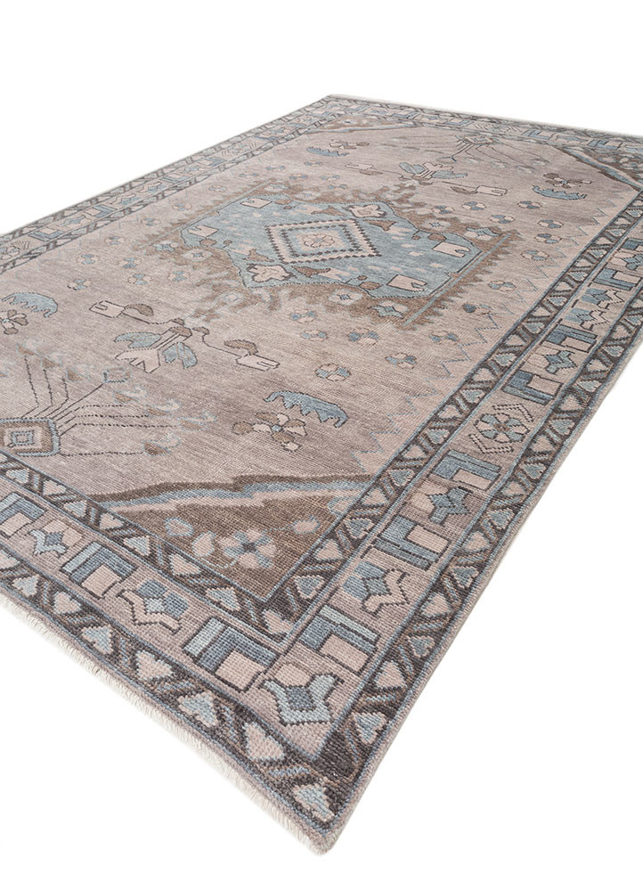 savana blue wool hand knotted Rug - FoldShot