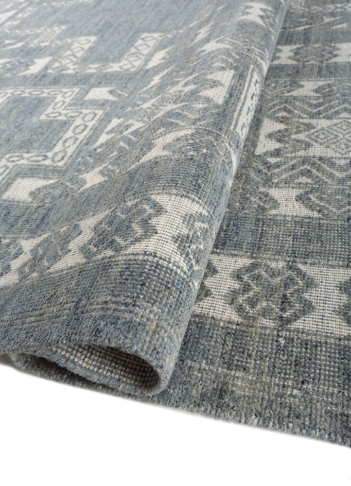 savana blue wool hand knotted Rug - FoldShot savana blue wool hand knotted Rug - FoldShot