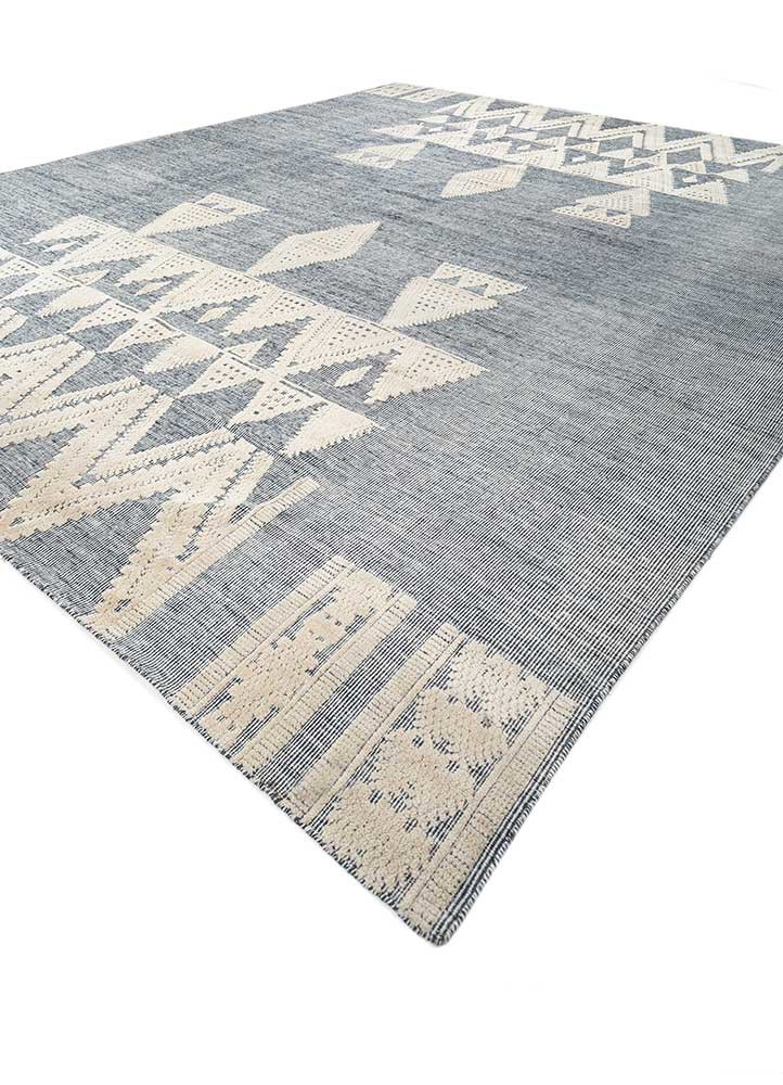 thyme blue wool hand knotted Rug - FoldShot