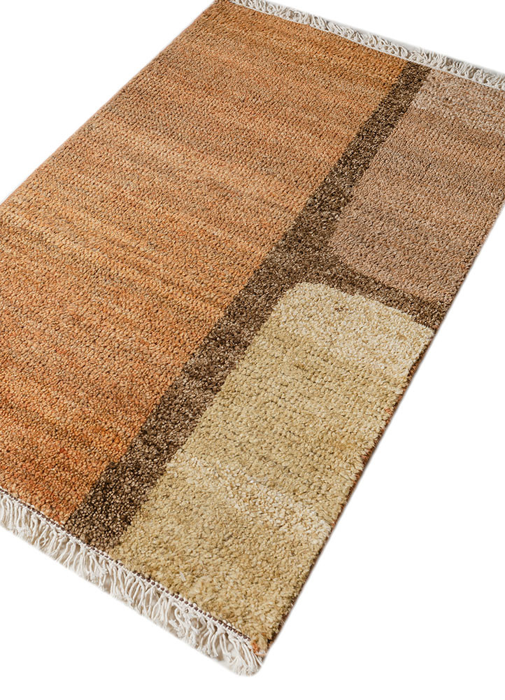 aprezo beige and brown wool hand knotted Rug - FoldShot aprezo beige and brown wool hand knotted Rug - FoldShot
