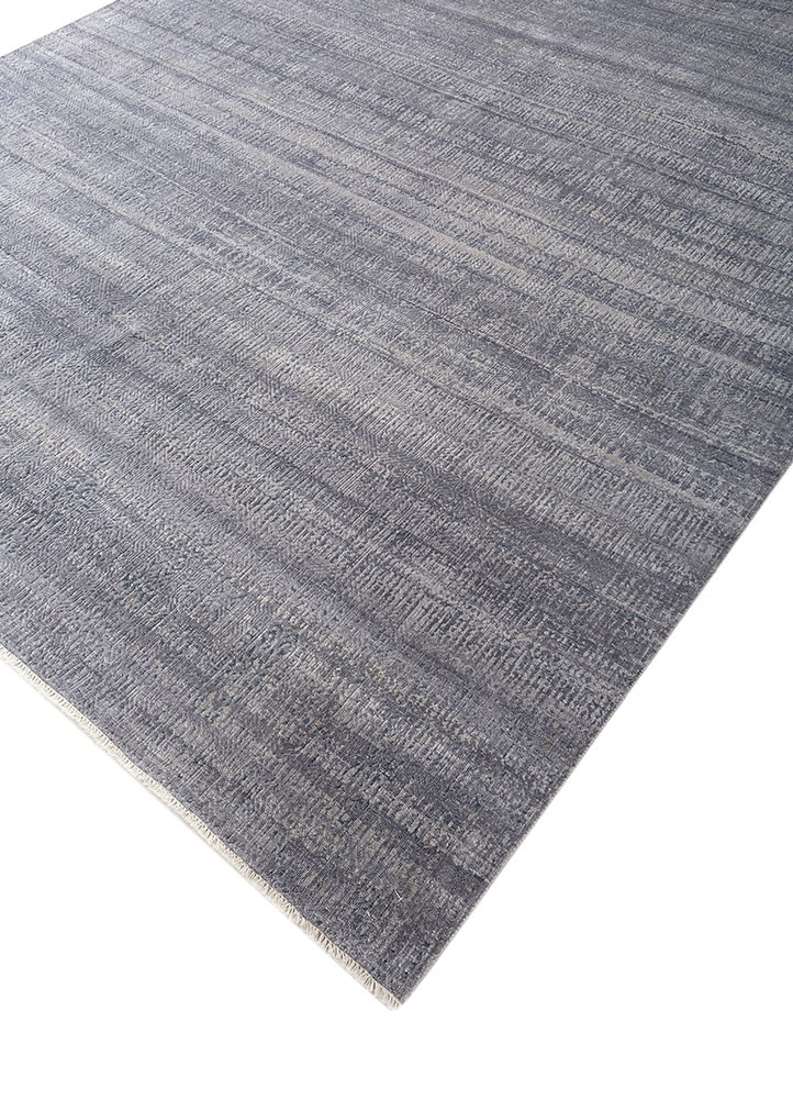 entropy blue wool and silk hand knotted Rug - FoldShot