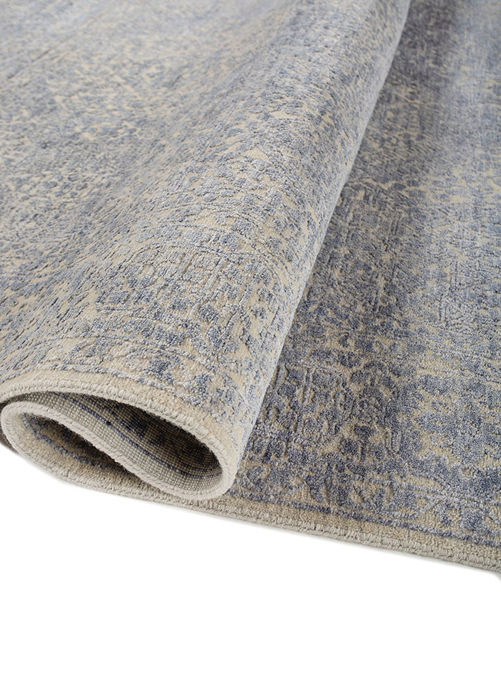 aurora grey and black wool and viscose hand knotted Rug - FoldShot