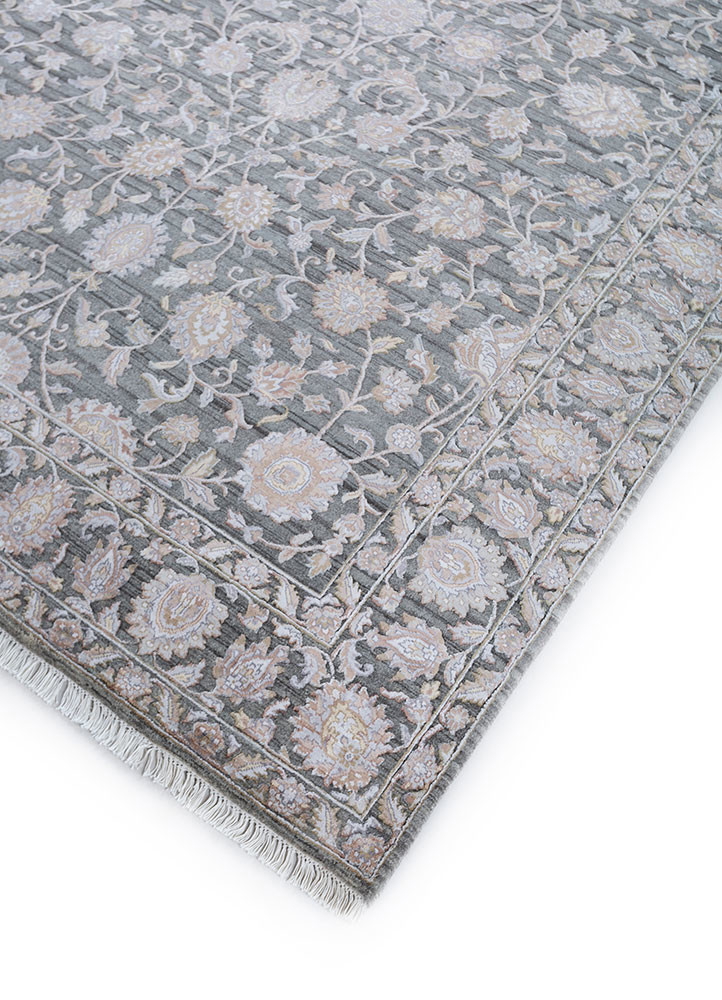 aurora grey and black wool and viscose hand knotted Rug - FoldShot aurora grey and black wool and viscose hand knotted Rug - FoldShot