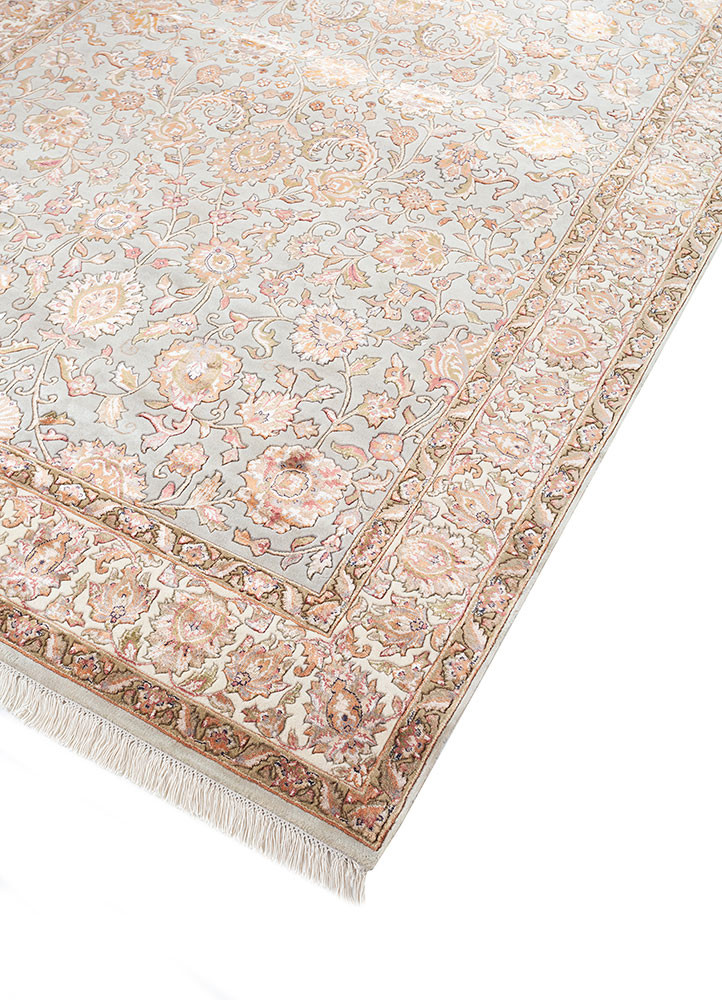 aurora beige and brown wool and viscose hand knotted Rug - FoldShot