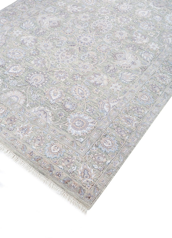 aurora blue wool and viscose hand knotted Rug - FoldShot aurora blue wool and viscose hand knotted Rug - FoldShot