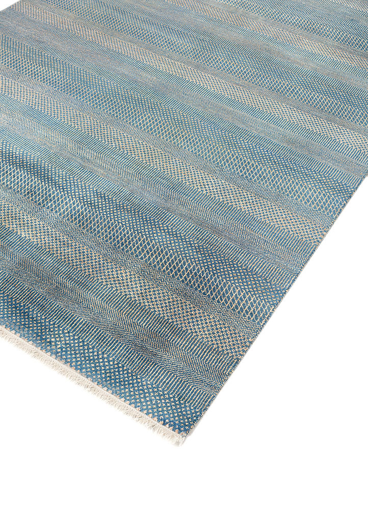 kairos blue wool and viscose hand knotted Rug - FoldShot kairos blue wool and viscose hand knotted Rug - FoldShot