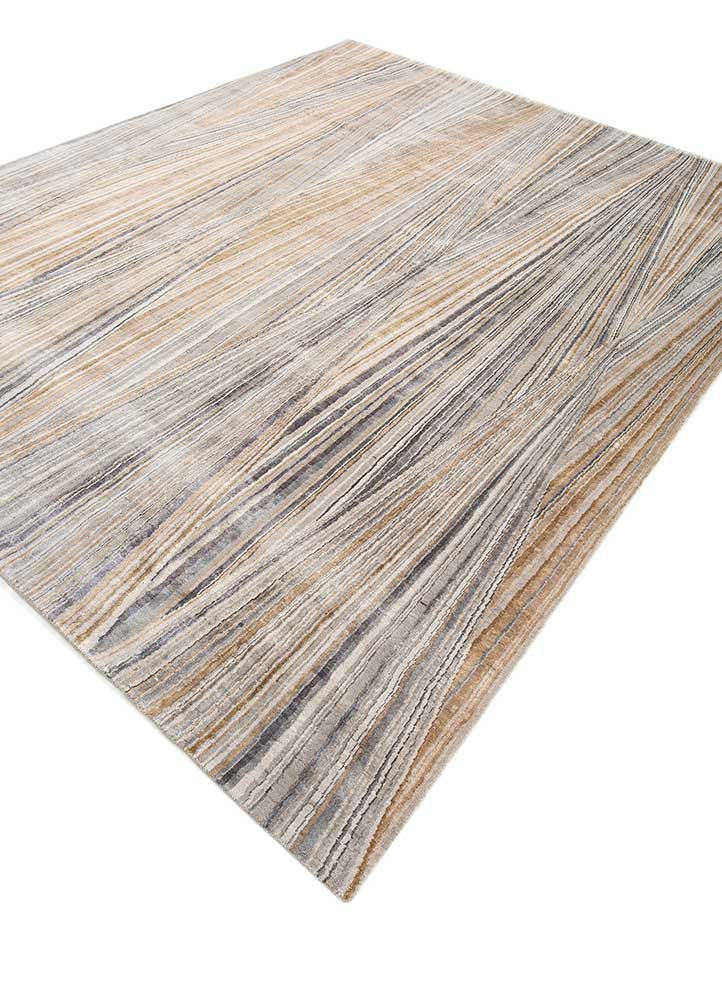 free verse by kavi grey and black wool and silk hand knotted Rug - FoldShot