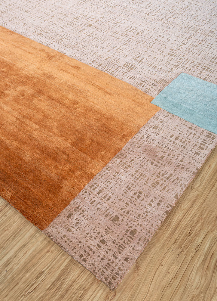 aakar by kavi beige and brown wool and silk hand knotted Rug - FoldShot