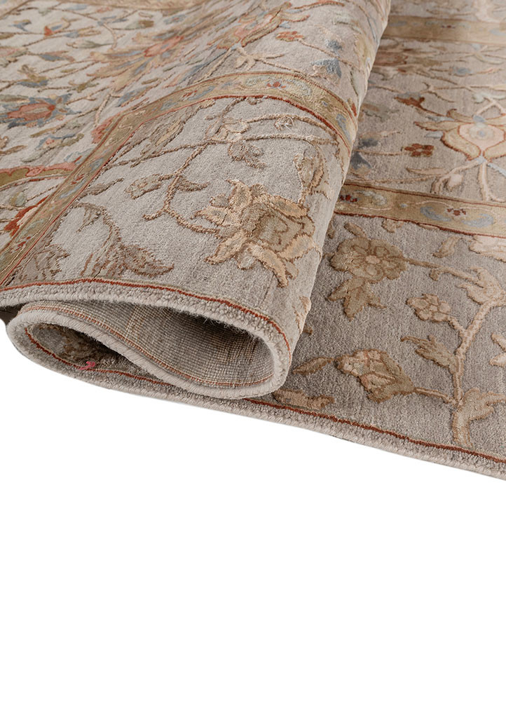 aurora red and orange wool and silk hand knotted Rug - FoldShot