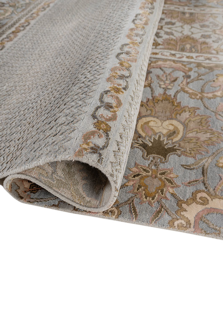 aurora grey and black wool and silk hand knotted Rug - FoldShot
