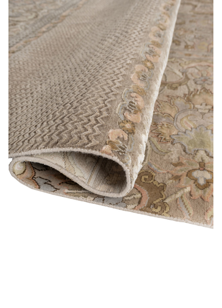 aurora ivory wool and silk hand knotted Rug - FoldShot aurora ivory wool and silk hand knotted Rug - FoldShot