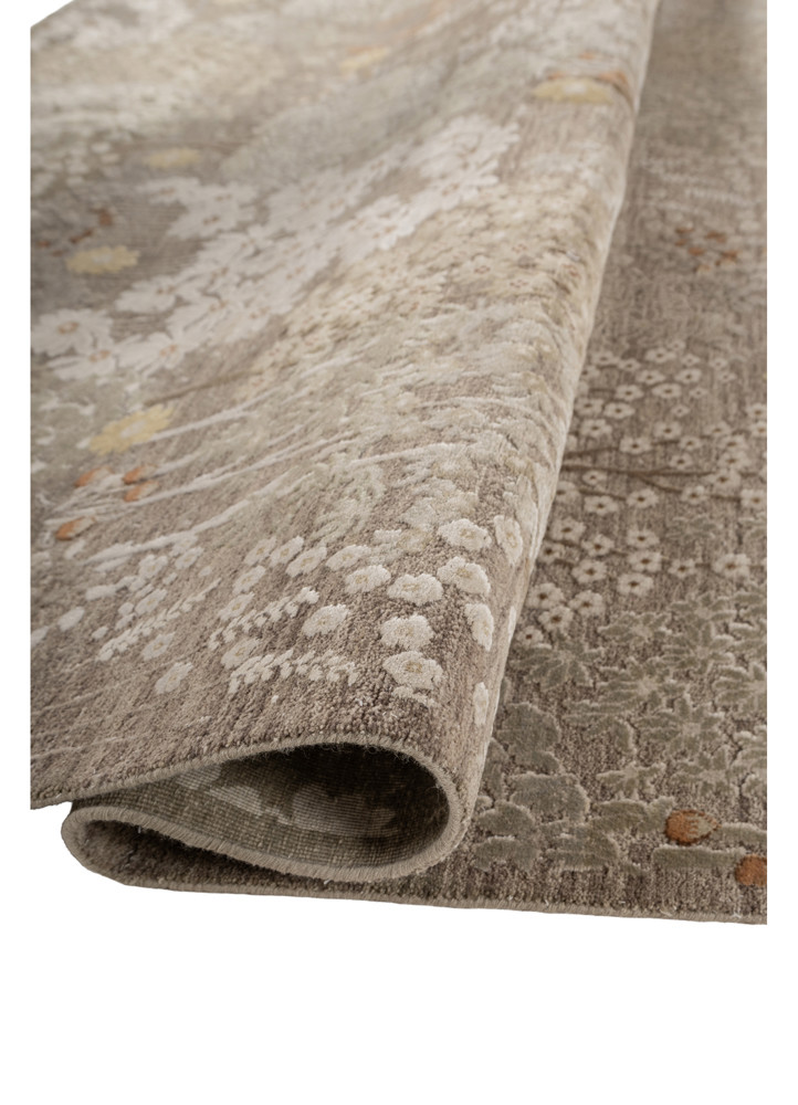 far east beige and brown wool and silk hand knotted Rug - FoldShot far east beige and brown wool and silk hand knotted Rug - FoldShot