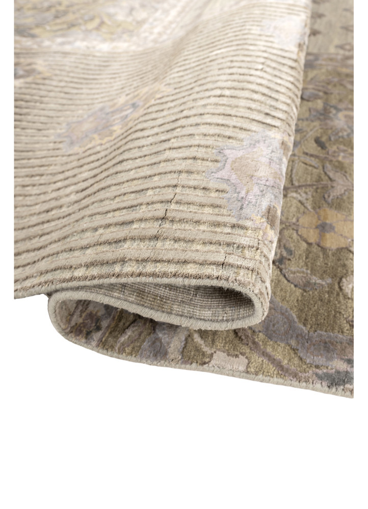 aprezo green wool and silk hand knotted Rug - FoldShot aprezo green wool and silk hand knotted Rug - FoldShot