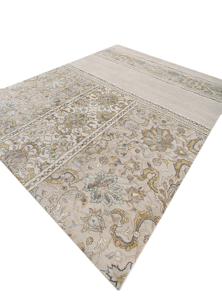 far east grey and black wool and silk hand knotted Rug - FoldShot far east grey and black wool and silk hand knotted Rug - FoldShot
