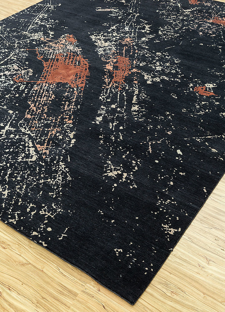 uvenuti blue wool and silk hand knotted Rug - FoldShot uvenuti blue wool and silk hand knotted Rug - FoldShot