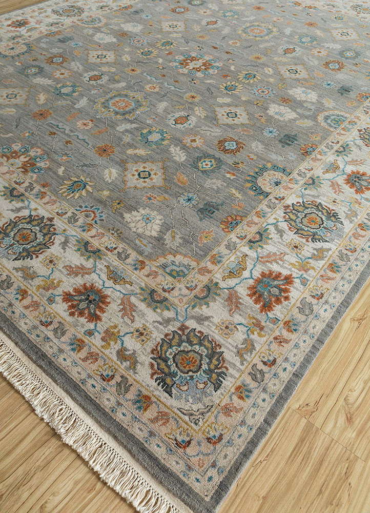 gulnar grey and black wool hand knotted Rug - FoldShot gulnar grey and black wool hand knotted Rug - FoldShot