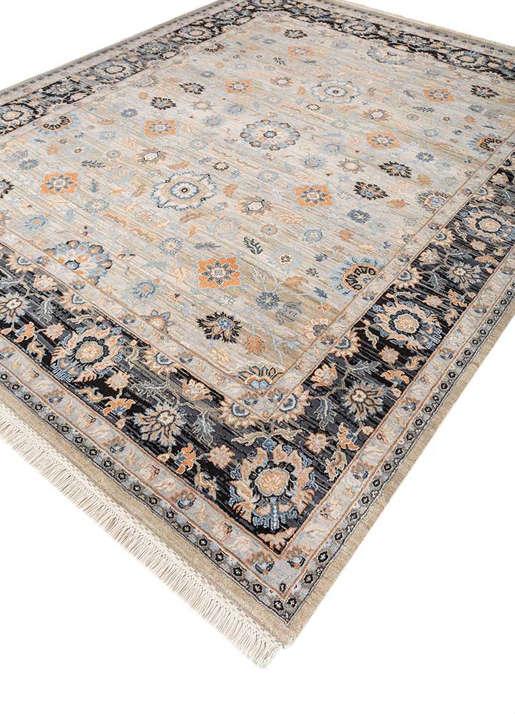 gulnar beige and brown wool hand knotted Rug - FoldShot gulnar beige and brown wool hand knotted Rug - FoldShot
